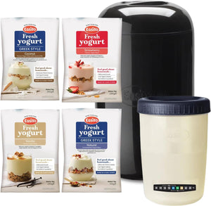 EasiYo Joghurtbereiter Schwarz Starter-Set | Inklusive 4 Joghurt-Sachets